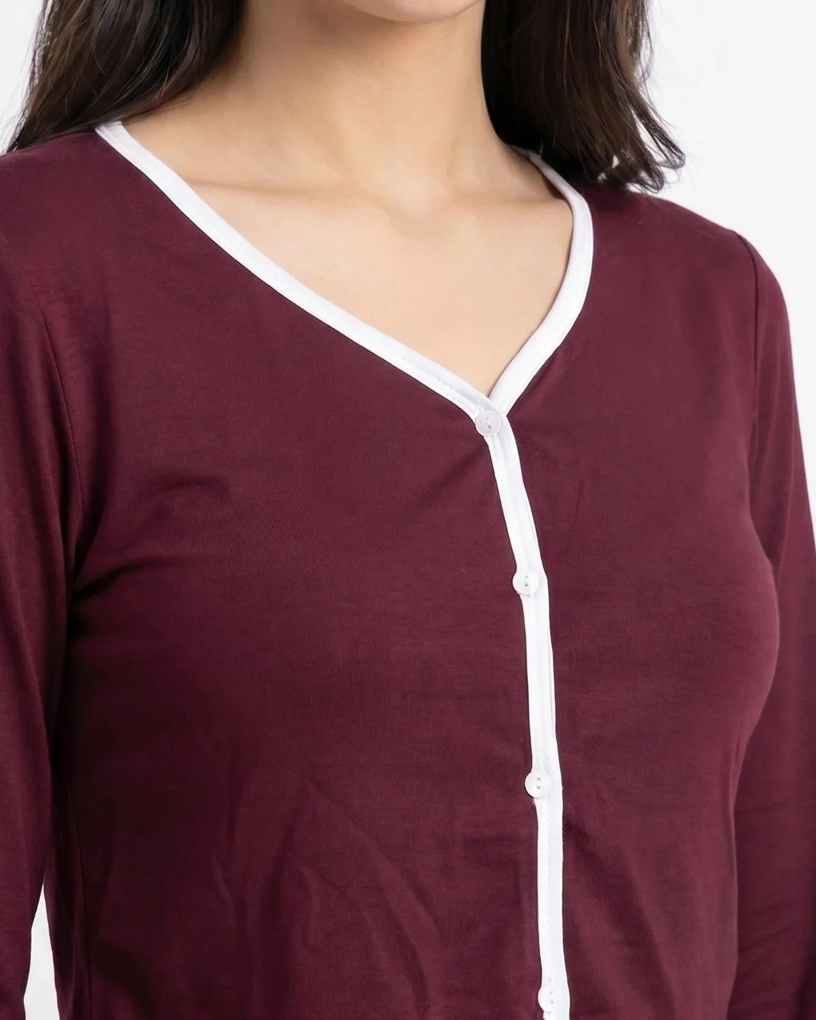 Sajiero Cotton PJ Set Velour Maroon