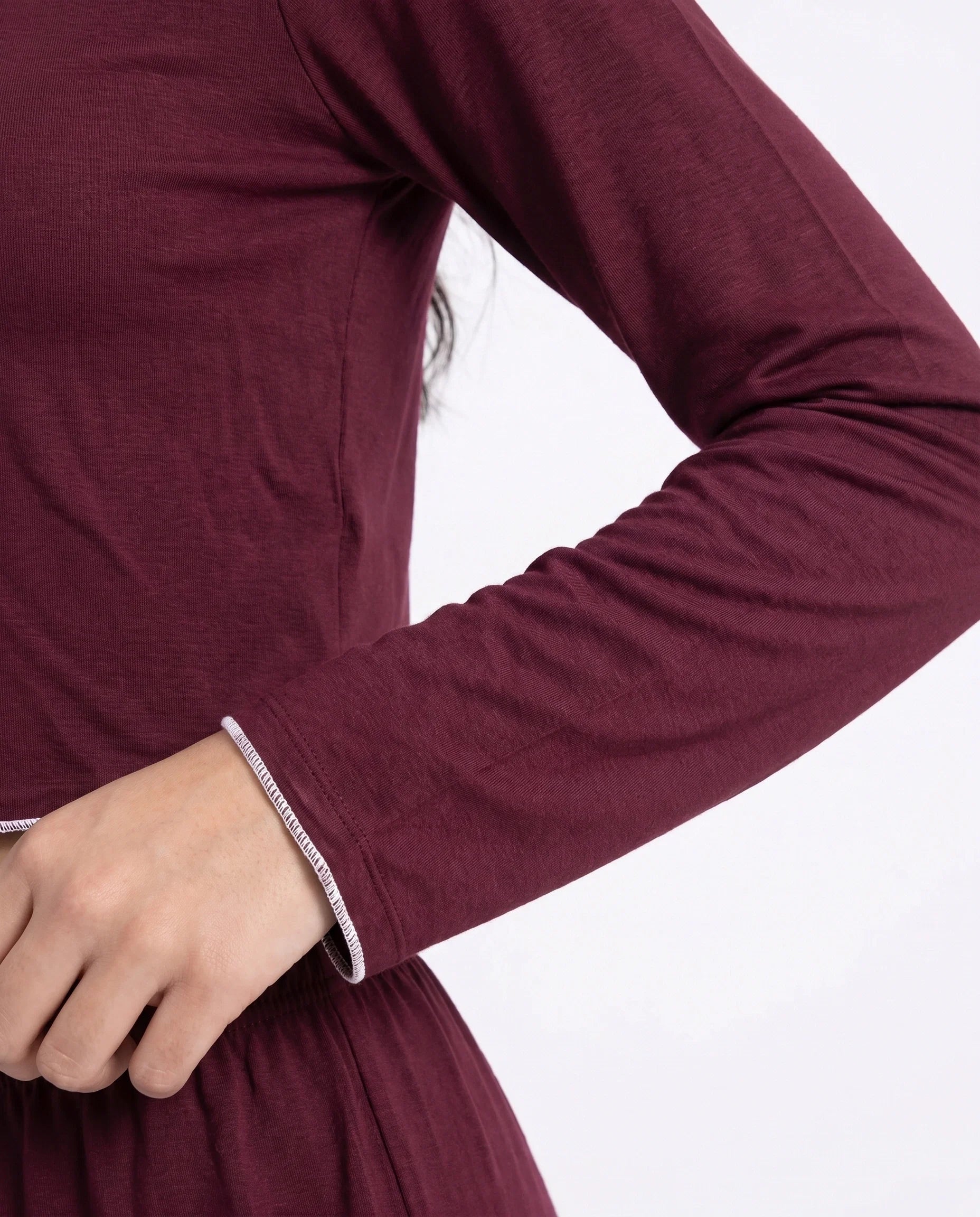 Sajiero Cotton PJ Set Velour Maroon