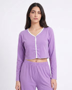 Sajiero Cotton PJ Set Velour Purple