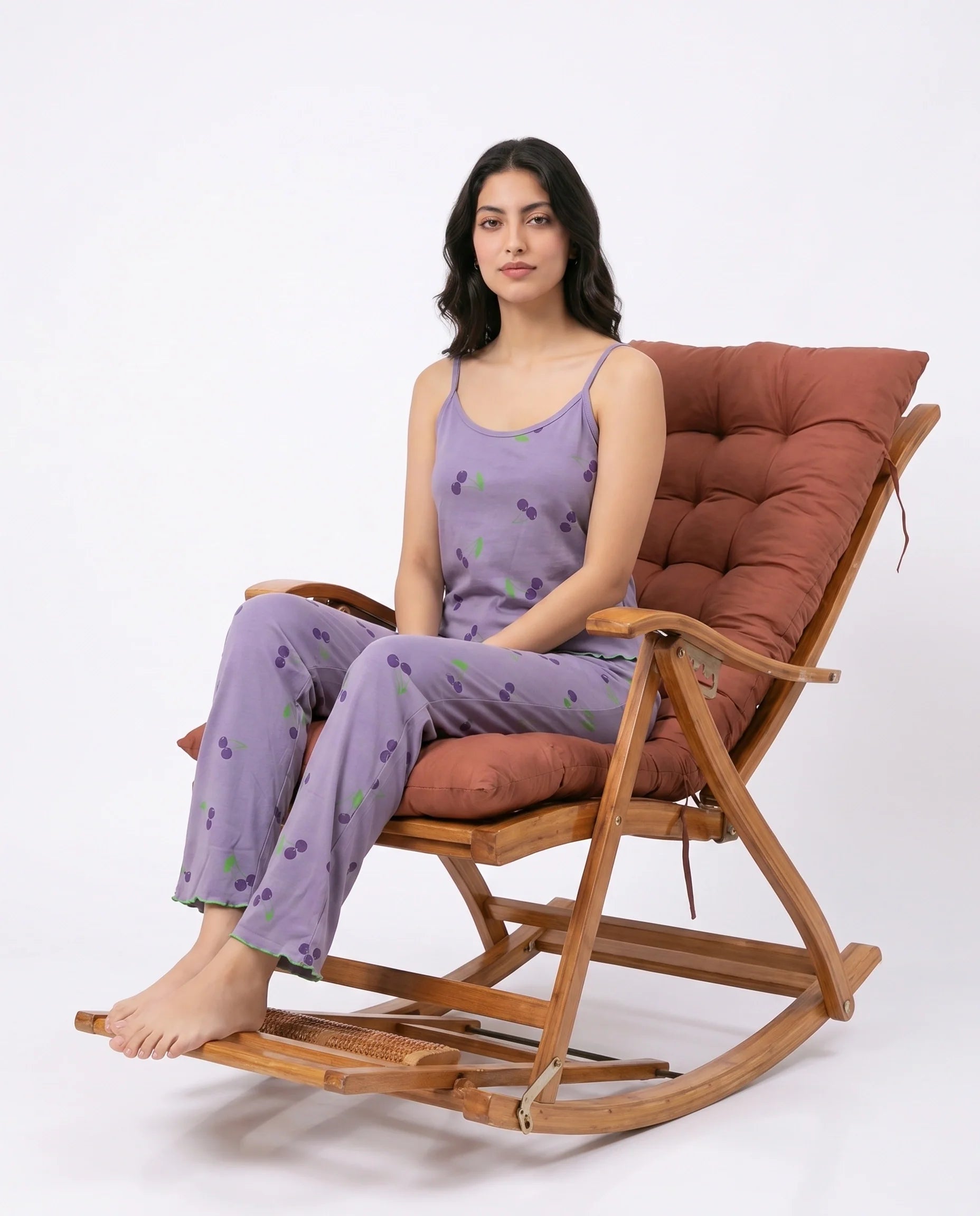 Sajiero Cotton Sleeveless PJ Set Cherry Bliss Purple