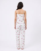 Sajiero Cotton Sleeveless PJ Set Cherry Bliss White