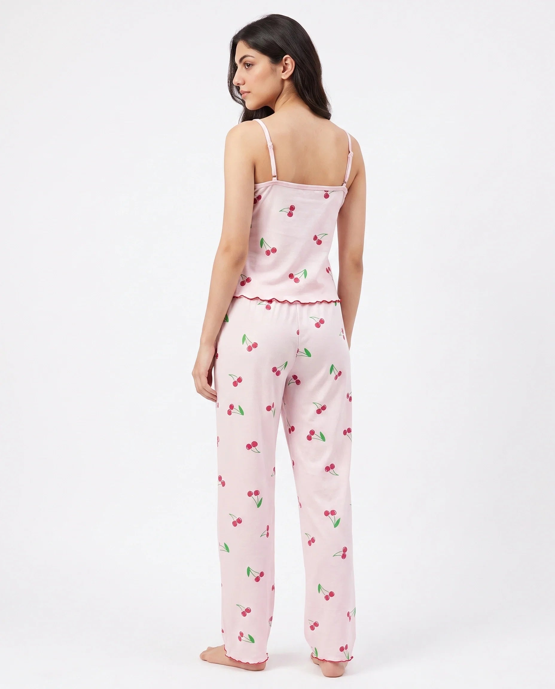 Sajiero Cotton Sleeveless PJ Set Cherry Bliss Pink