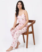 Sajiero Cotton Sleeveless PJ Set Cherry Bliss Pink