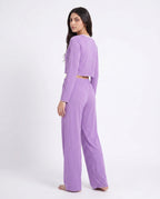 Sajiero Cotton PJ Set Velour Purple