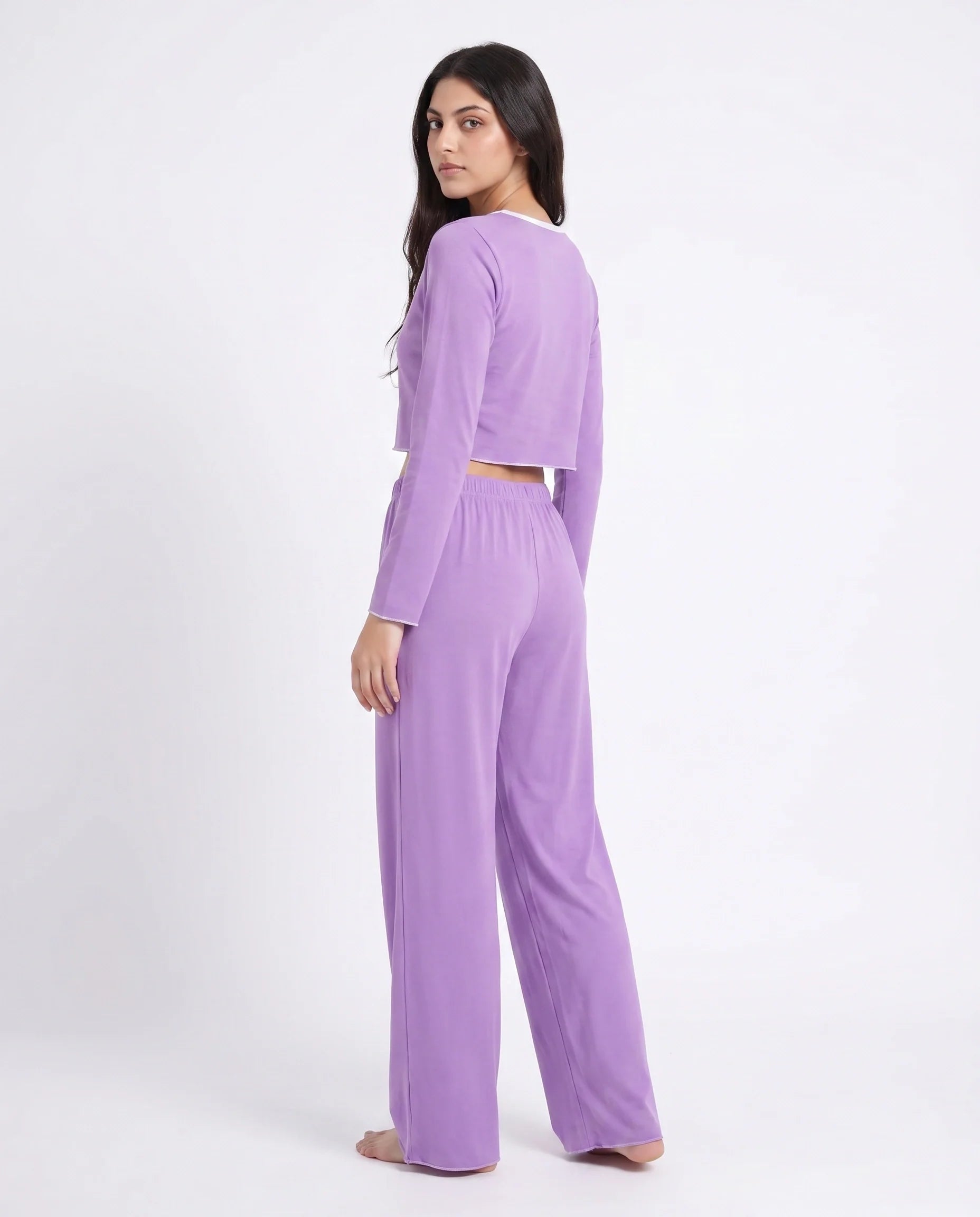 Sajiero Cotton PJ Set Velour Purple