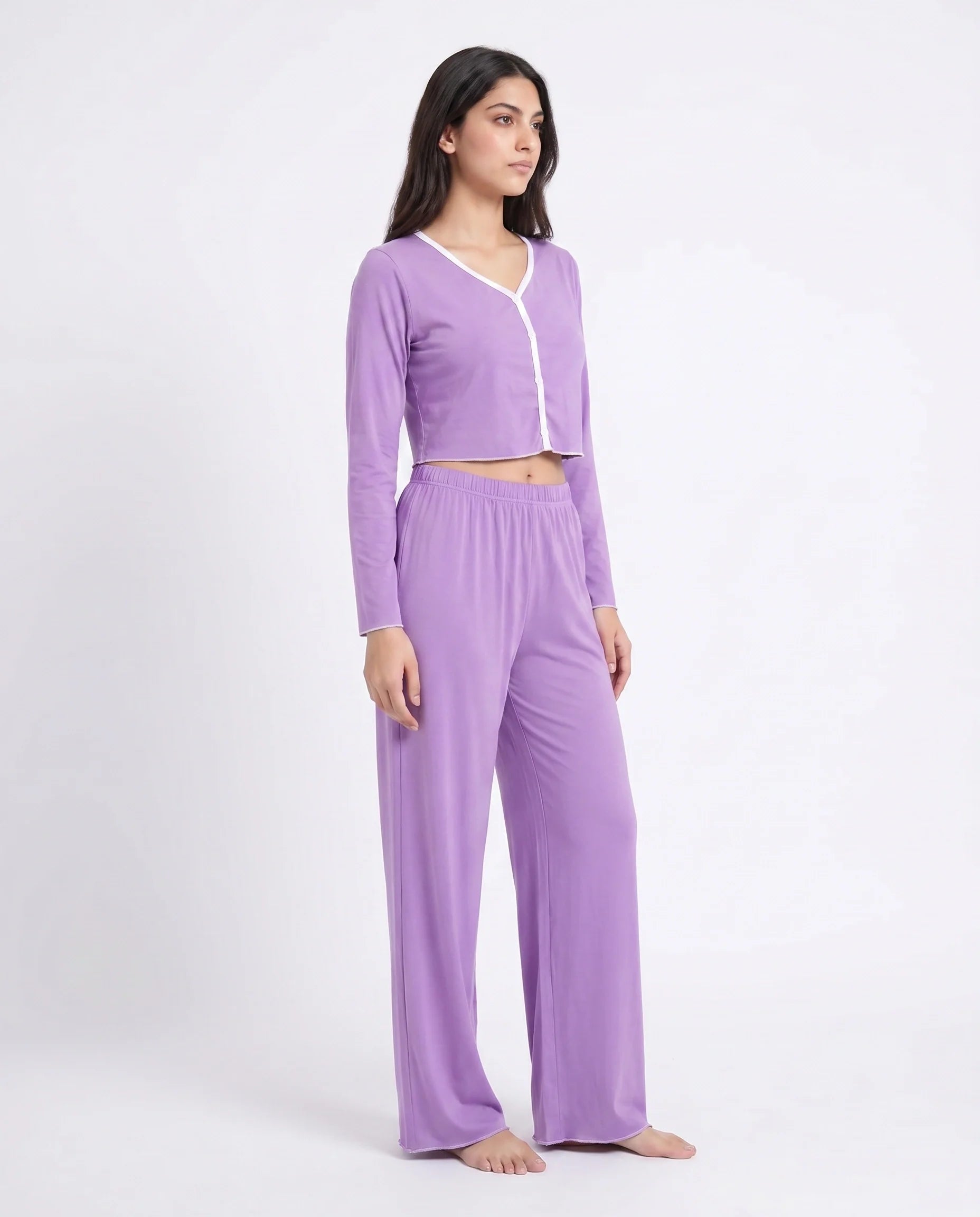 Sajiero Cotton PJ Set Velour Purple