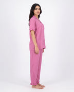 Sajiero Half Sleeves PJ Set Linen Comfort Pink