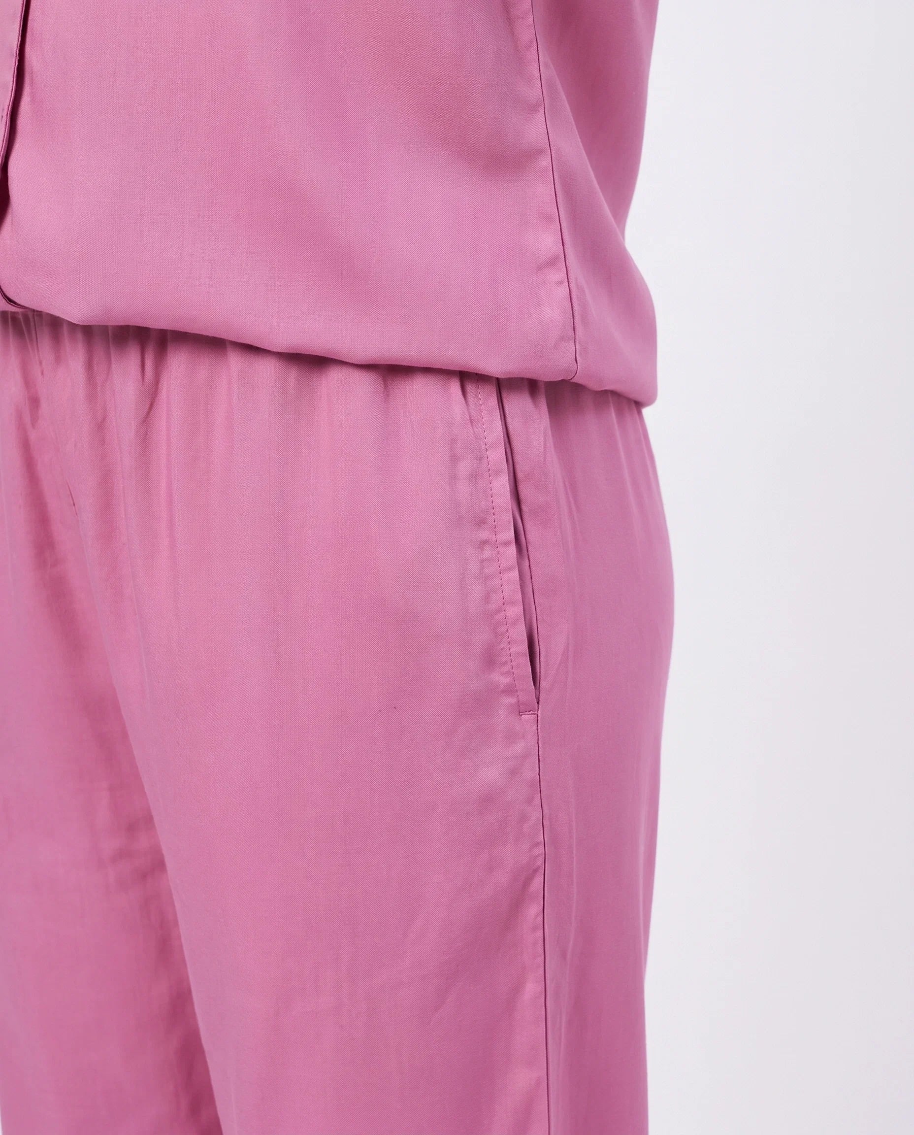 Sajiero Half Sleeves PJ Set Linen Comfort Pink