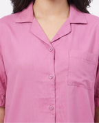 Sajiero Half Sleeves PJ Set Linen Comfort Pink