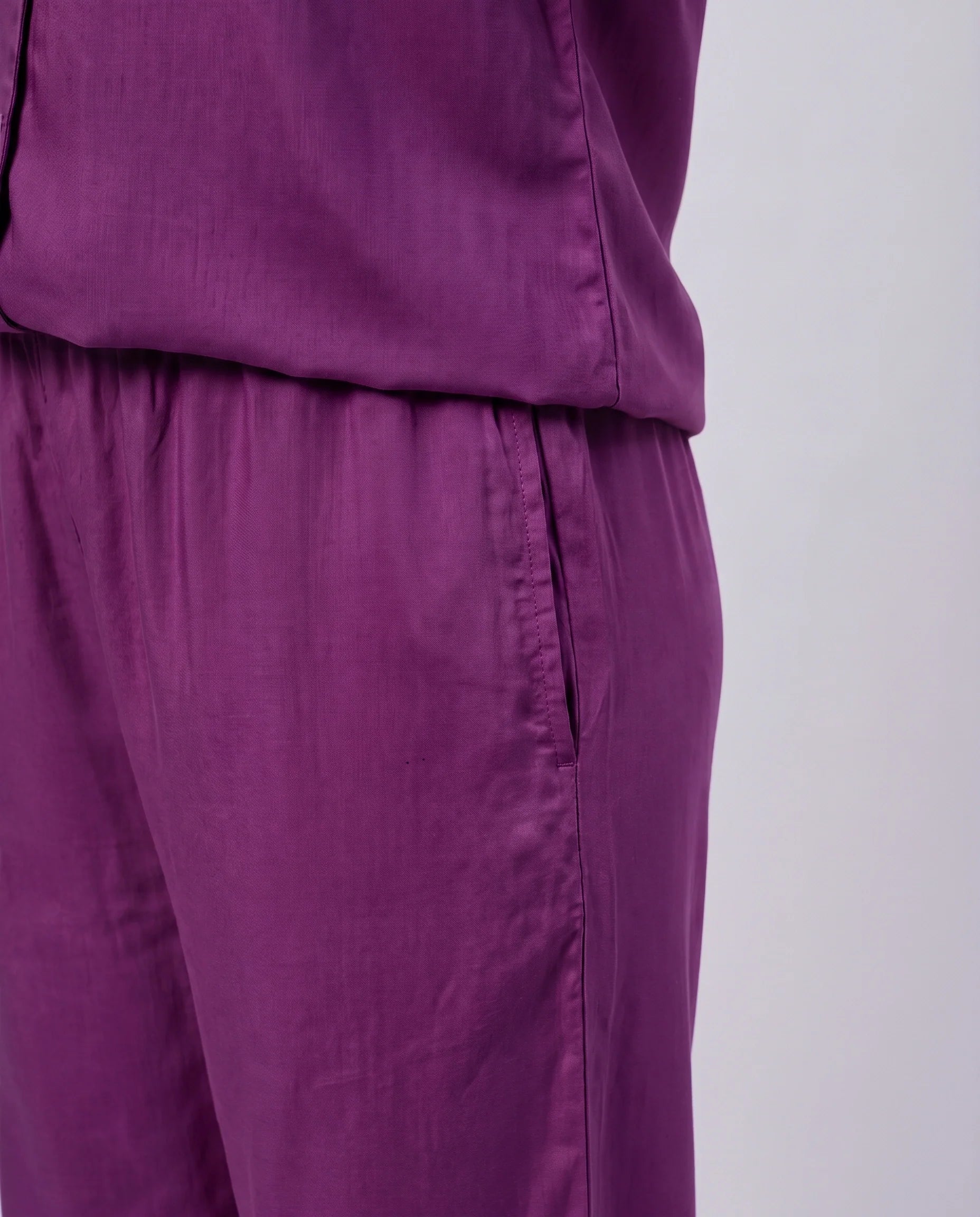 Sajiero Half Sleeves PJ Set Linen Comfort Purple