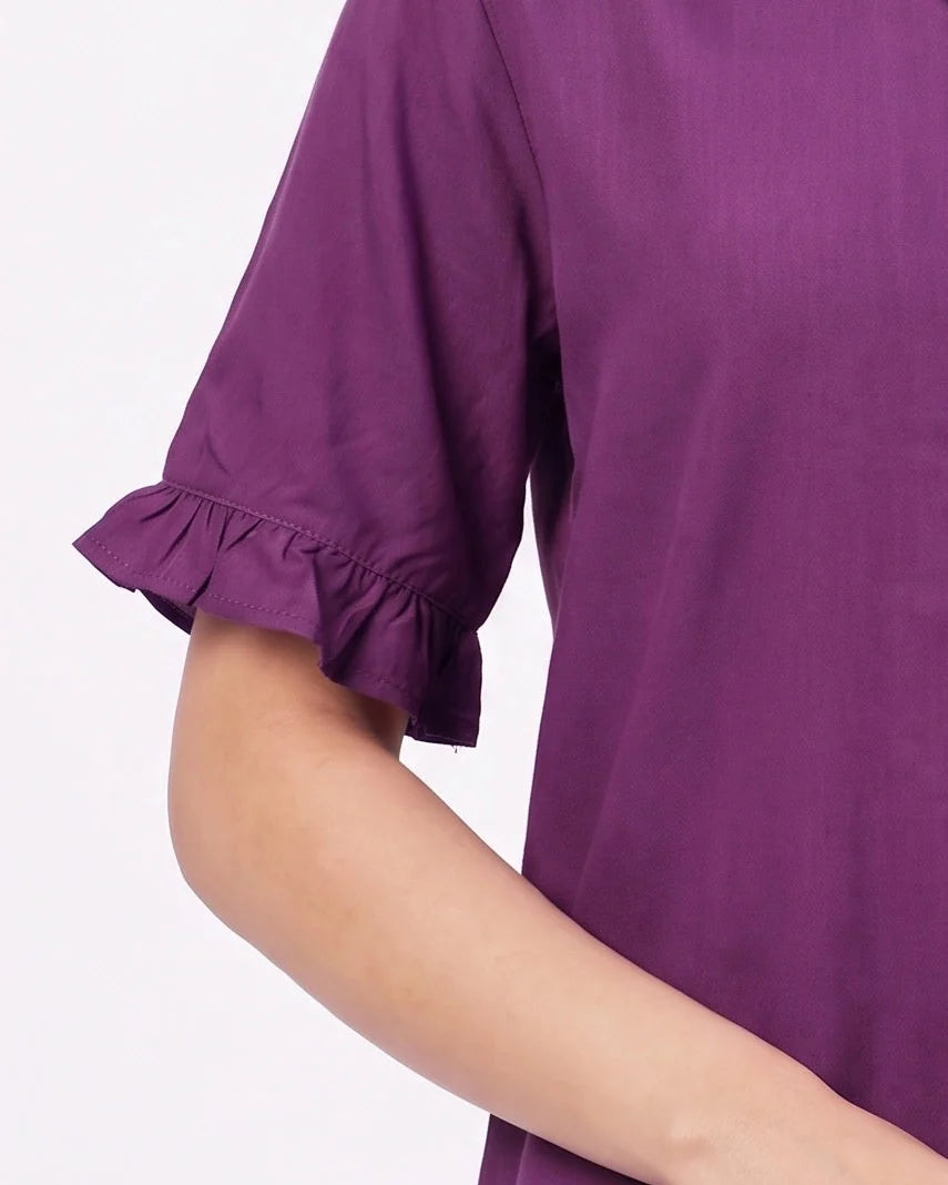 Sajiero Half Sleeves PJ Set Linen Comfort Purple