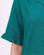 Sajiero Half Sleeves PJ Set Linen Comfort Sea Green