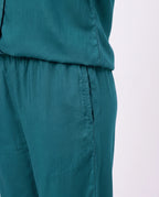 Sajiero Half Sleeves PJ Set Linen Comfort Sea Green