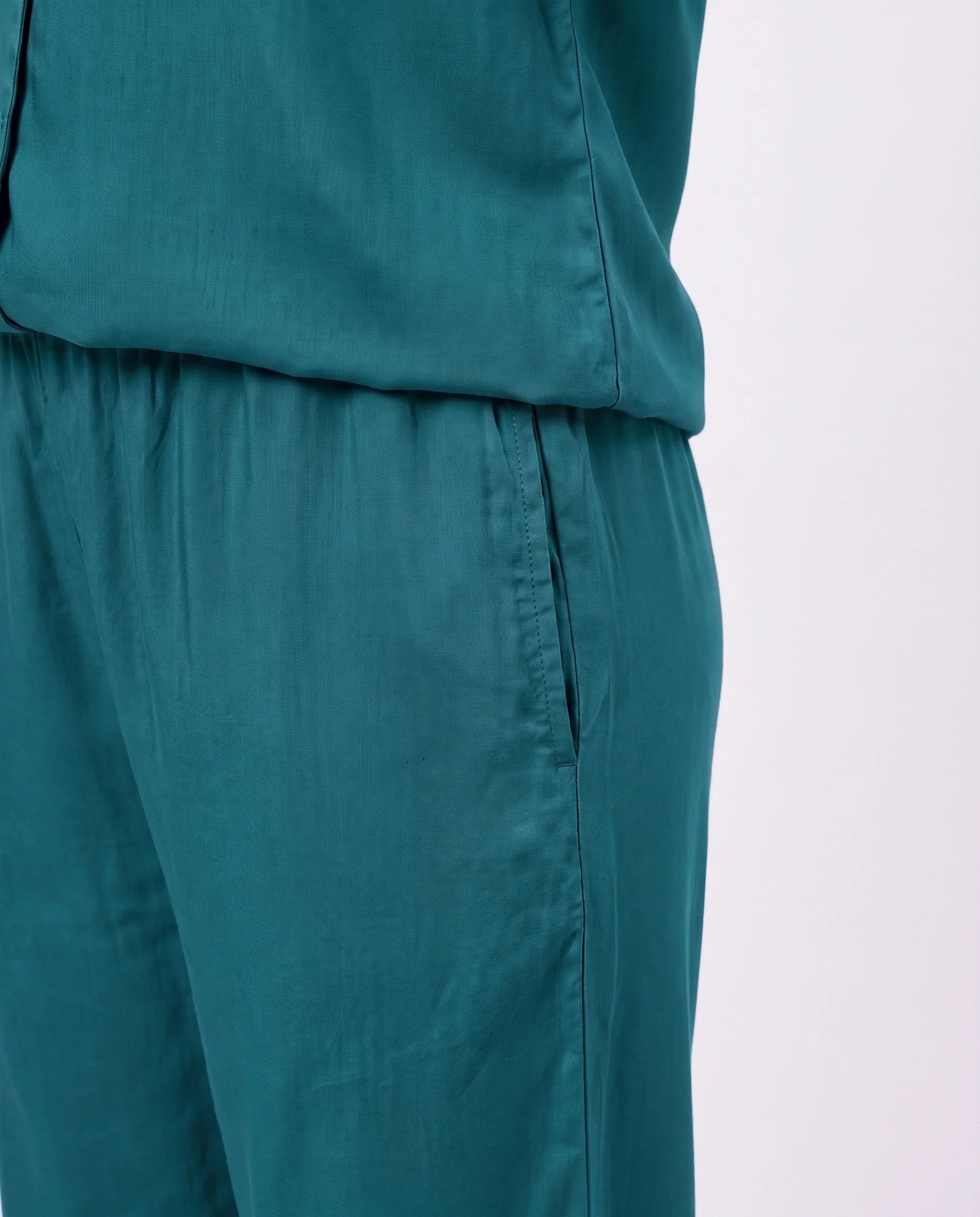Sajiero Half Sleeves PJ Set Linen Comfort Sea Green