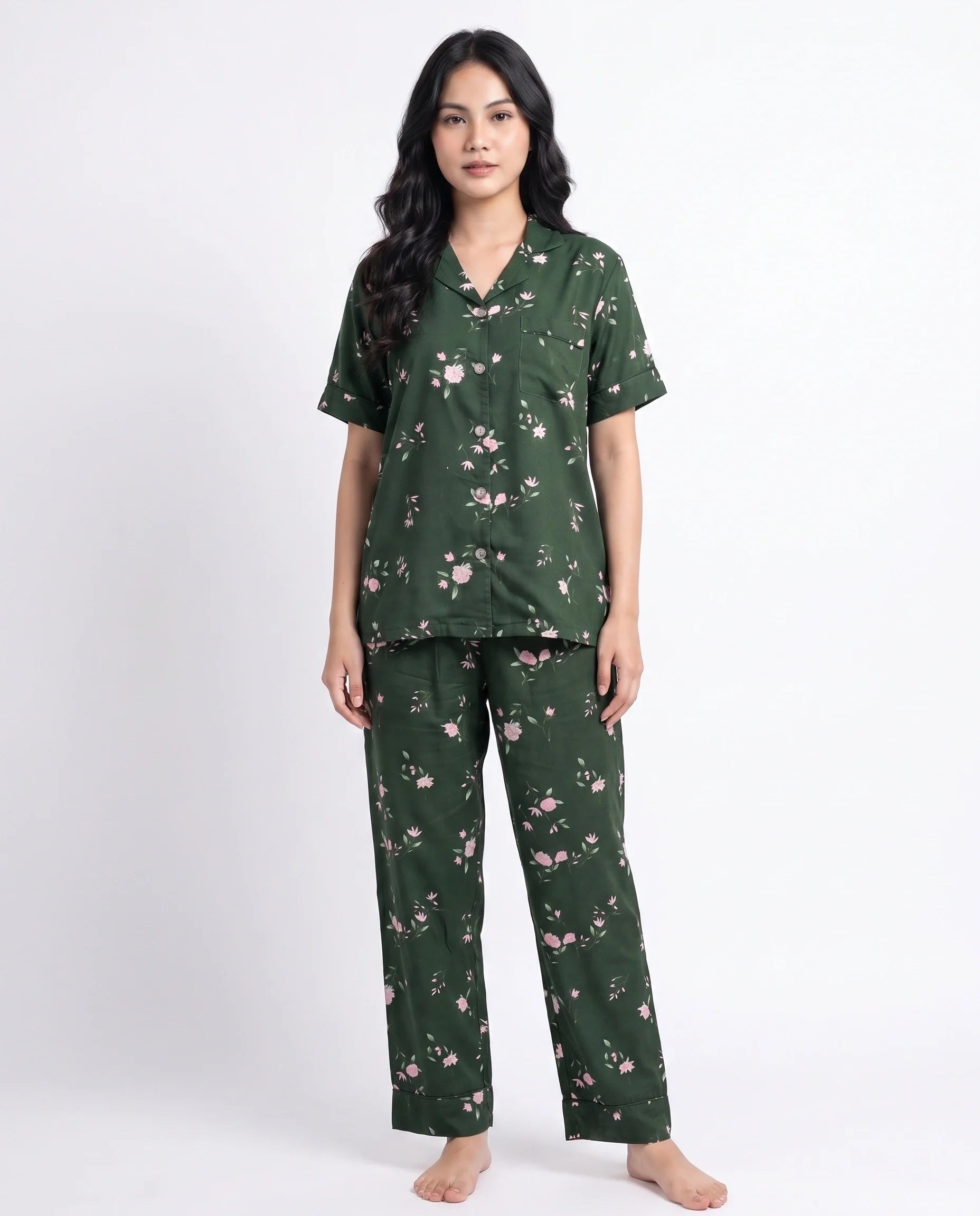 Sajiero Linen Pajama Suit Botanica