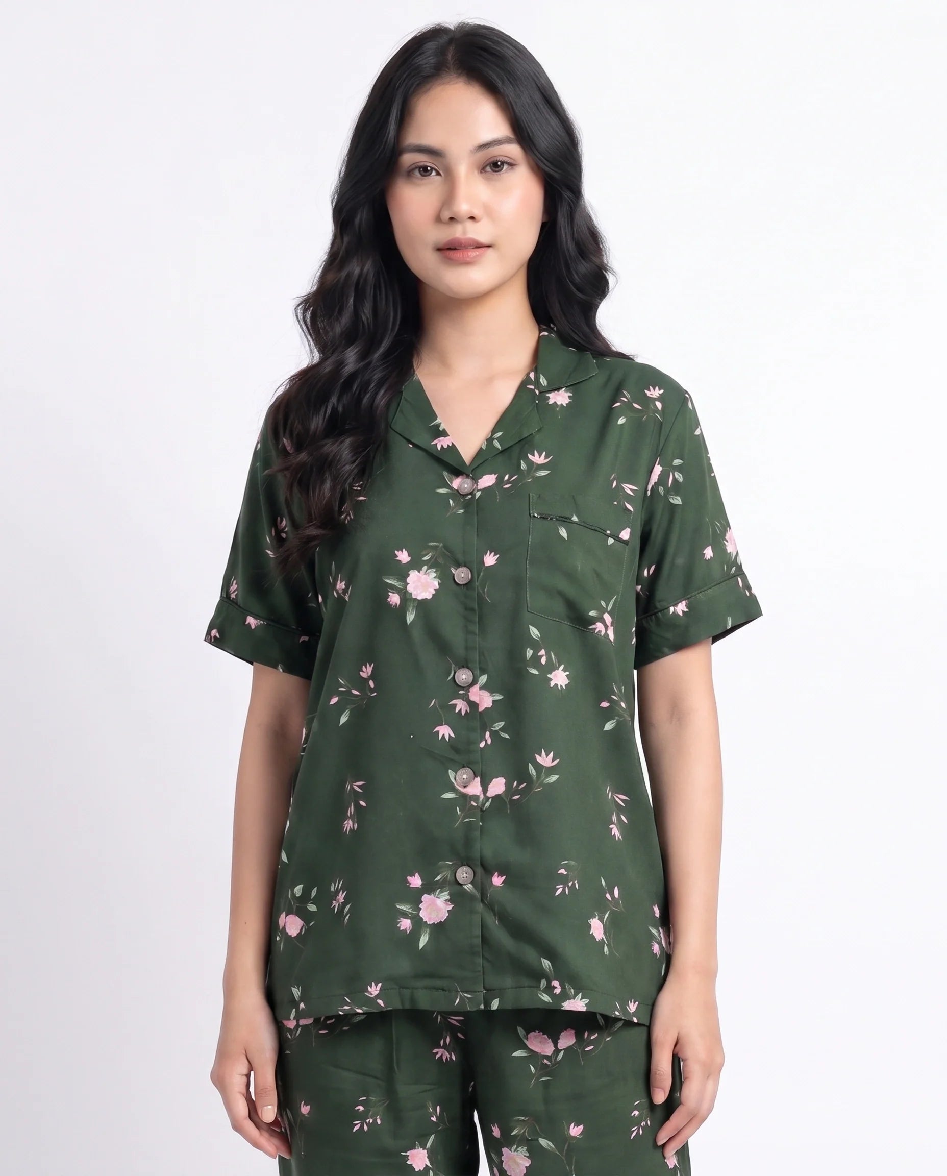 Sajiero Linen Pajama Suit Botanica
