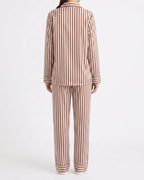 Sajiero Linen PJ Set Mocha Stripes