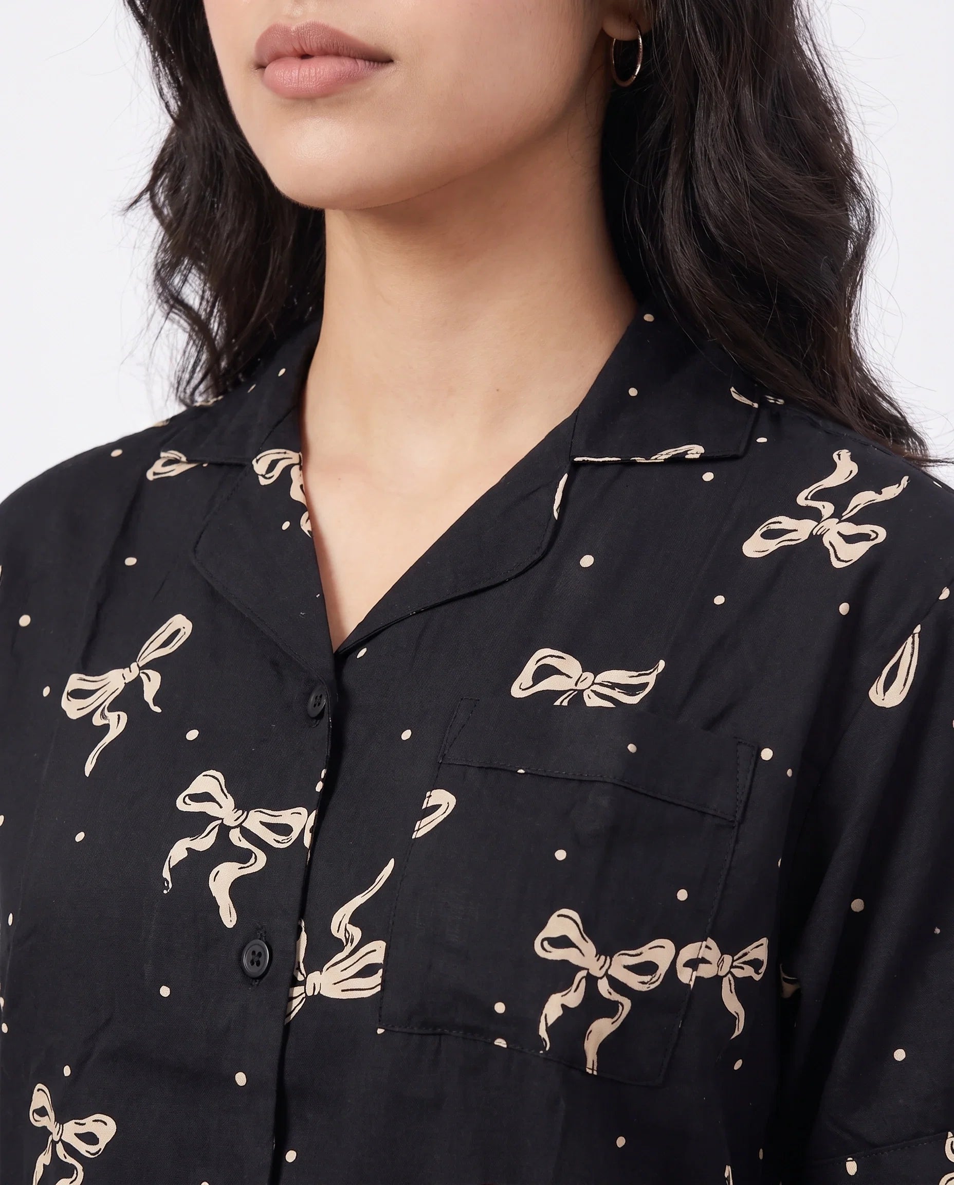 Sajiero Linen PJ Set Golden Bow