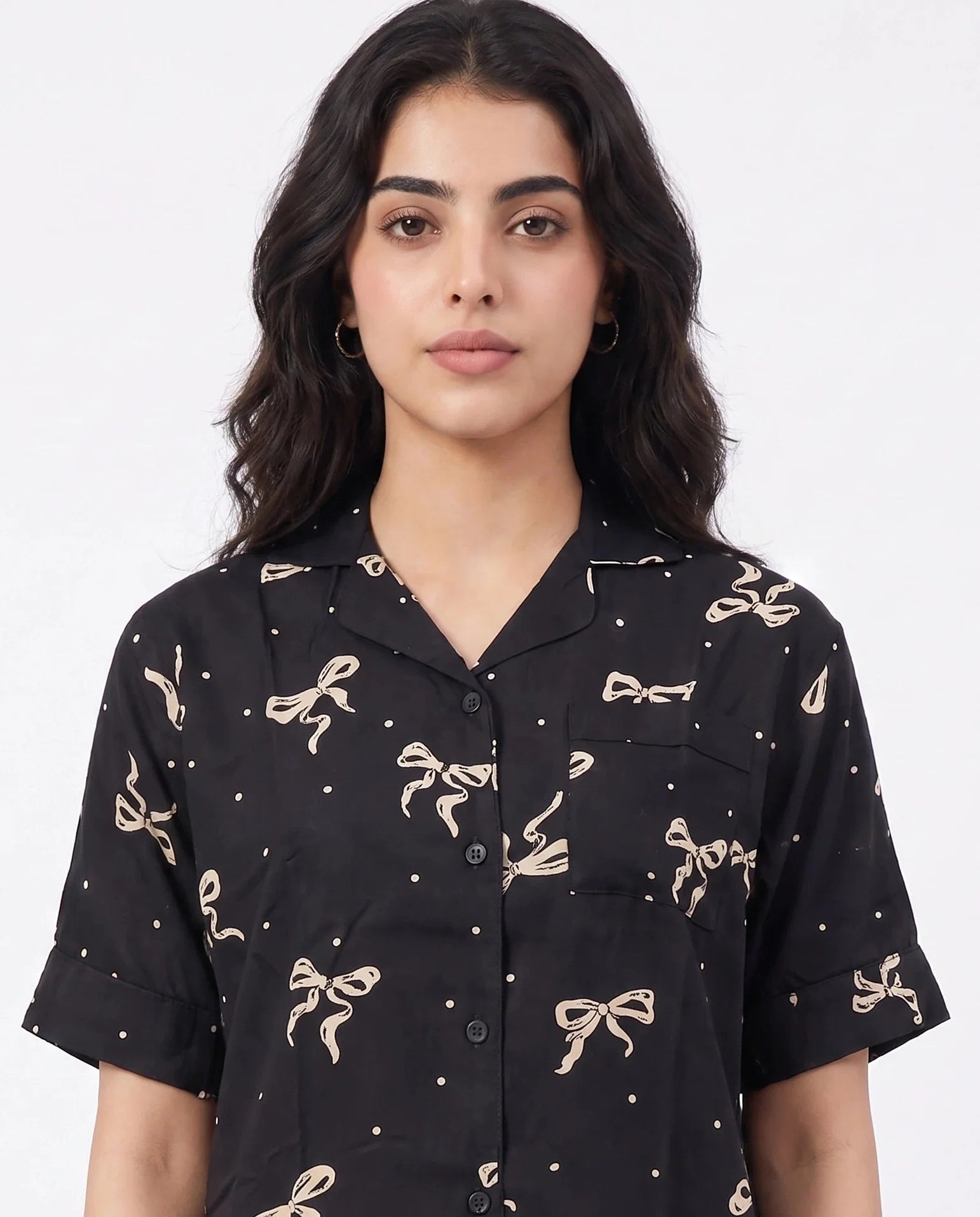 Sajiero Linen PJ Set Golden Bow