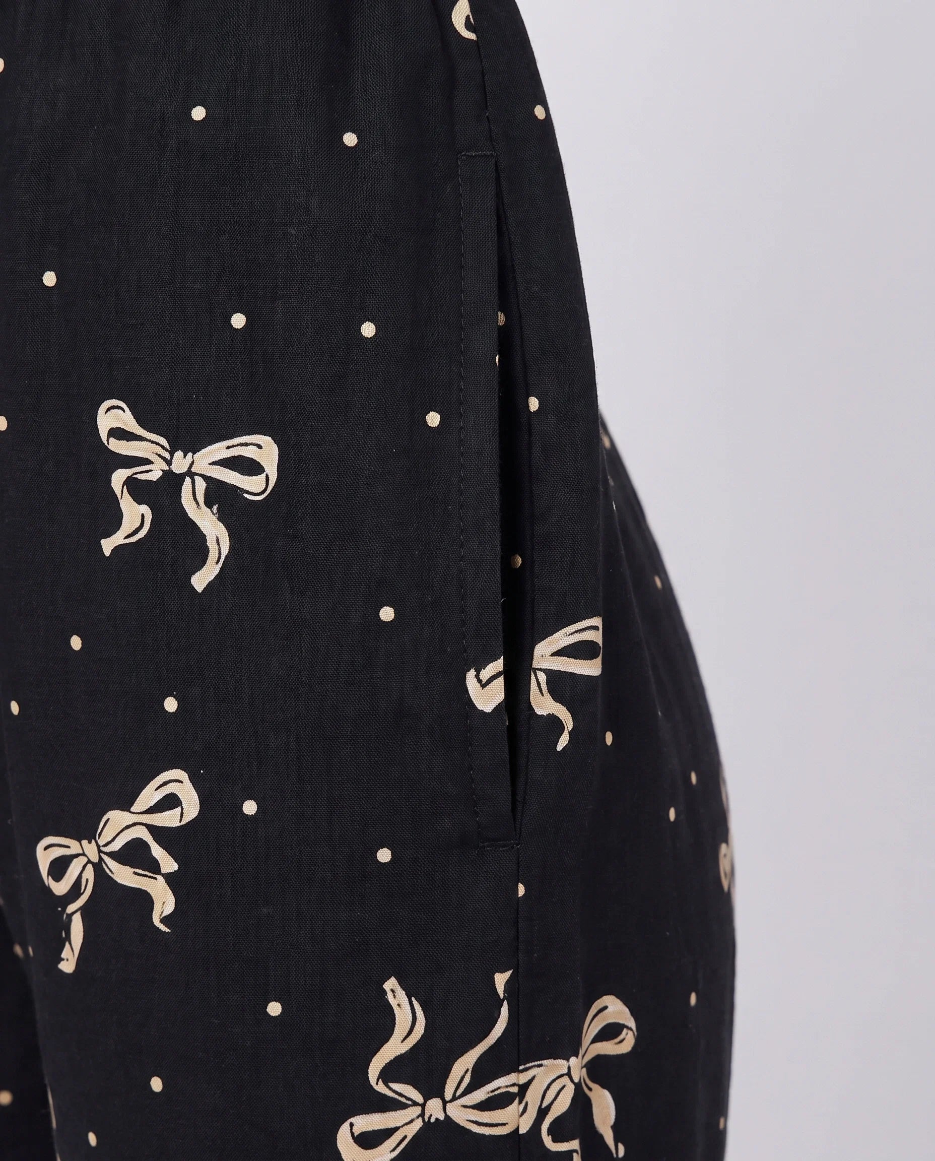 Sajiero Linen PJ Set Golden Bow