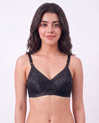 Sajiero Embroidered Weave Non Padded Wireless Bra