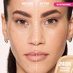 Huda Beauty Easy Blur Natural Airbrush Foundation 240N Toasted Coconut 30ml before and after