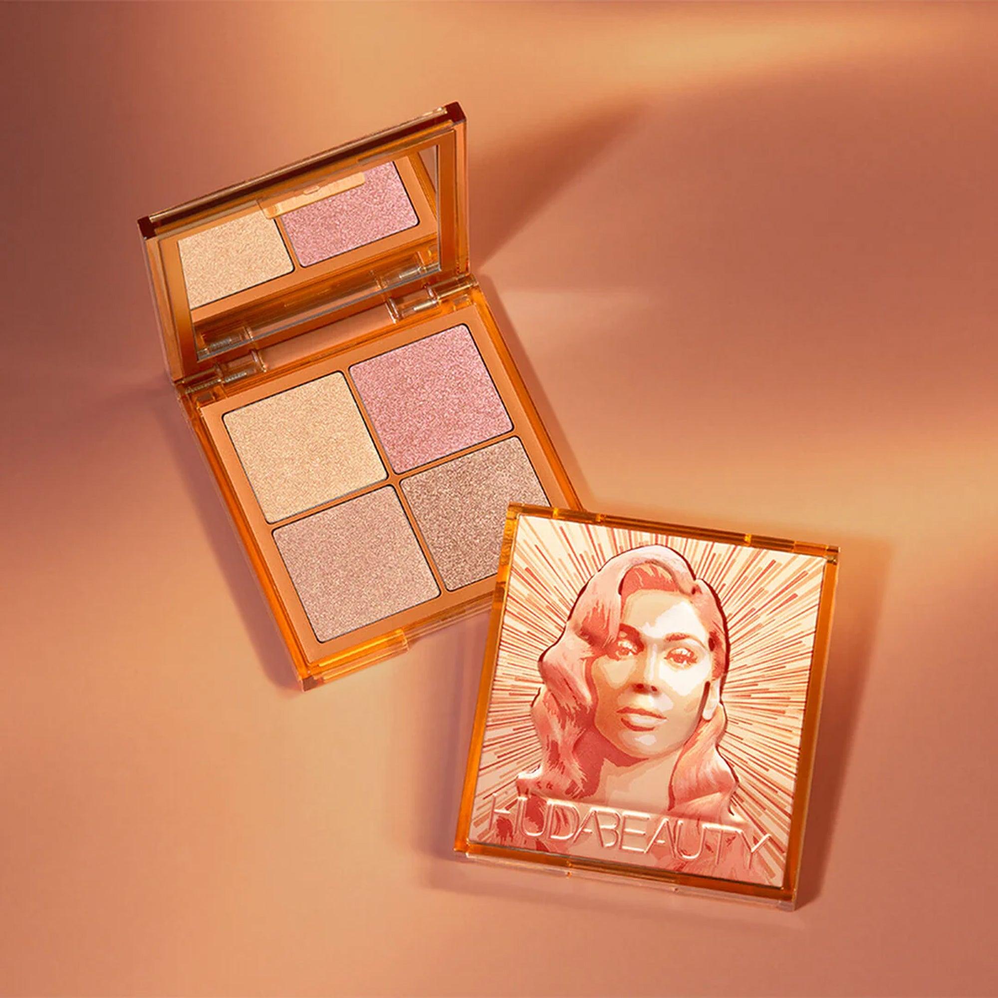 Huda Beauty Mini Glow Obsessions Highlighter Face Palette Light 6.4gm - TheSkinFit