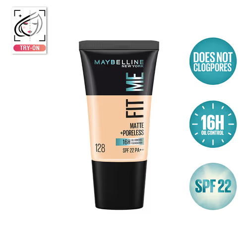 Maybelline Fit Me Matte+Poreless 16H Oil Control Foundation SPF 22 PA++ 128 18ml