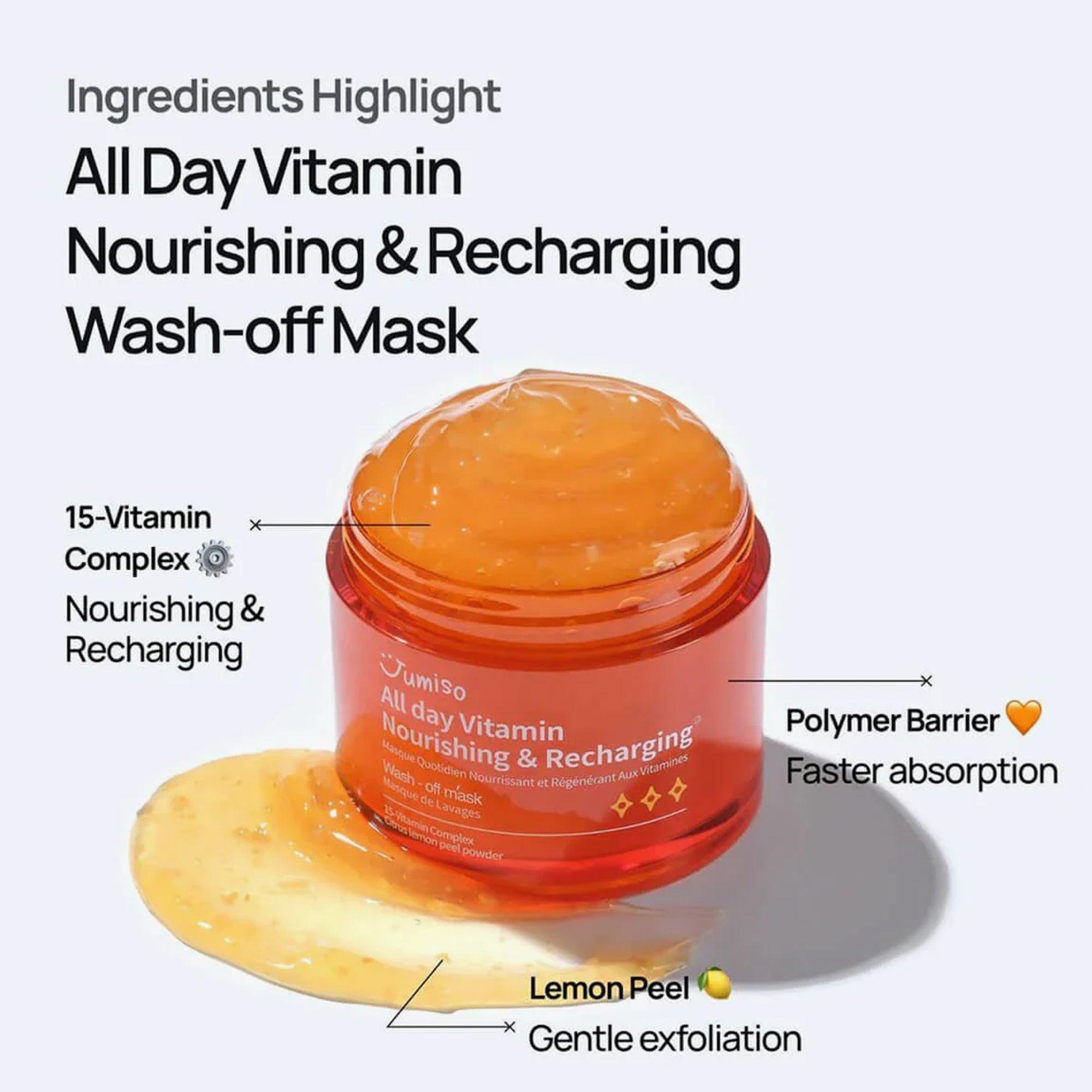 Jumiso All Day Vitamin Nourishing & Recharging Wash Off Mask 100ml - TheSkinFit