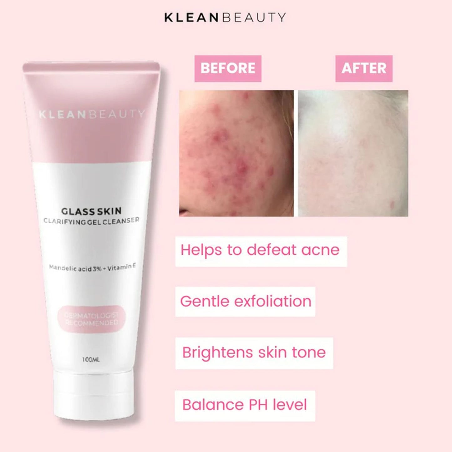 Klean Beauty Glass Skin Clarifying Gel Cleanser 50ml