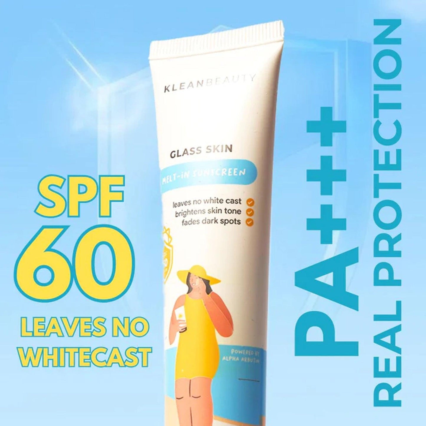 Klean Beauty Glass Skin Melt-In Sunscreen SPF60 PA+++ 100ml