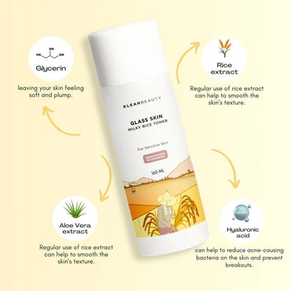Klean Beauty Glass Skin Milky Rice Toner 150ml
