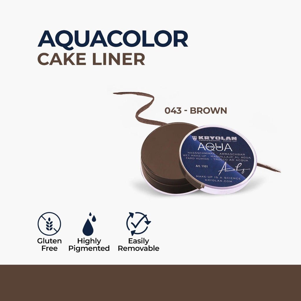 Kryolan Aquacolor Cake Liner 043 Brown 8ml - TheSkinFit