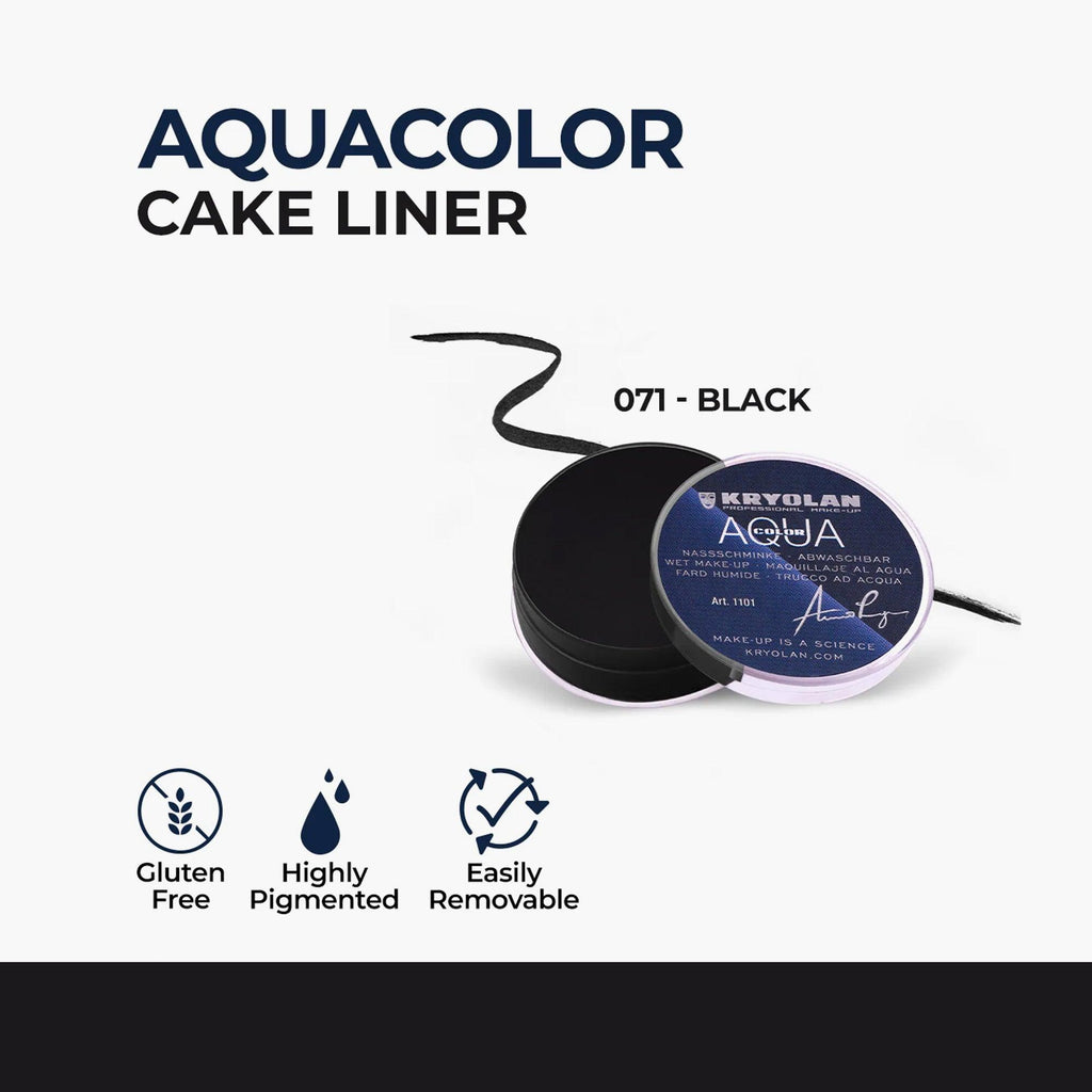 Kryolan Aquacolor Cake Liner 071 Black 8ml - TheSkinFit