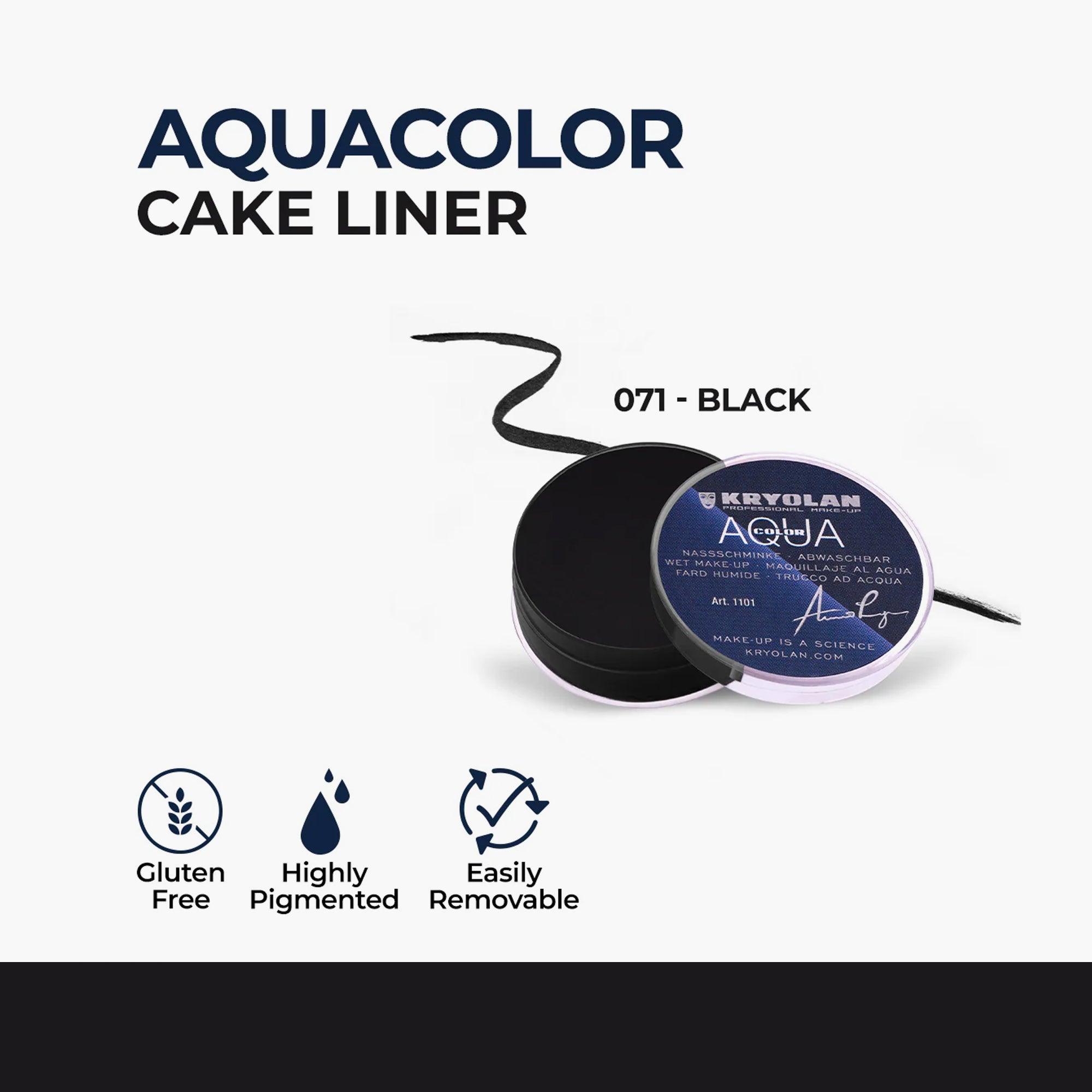 Kryolan Aquacolor Cake Liner 071 Black 8ml - TheSkinFit