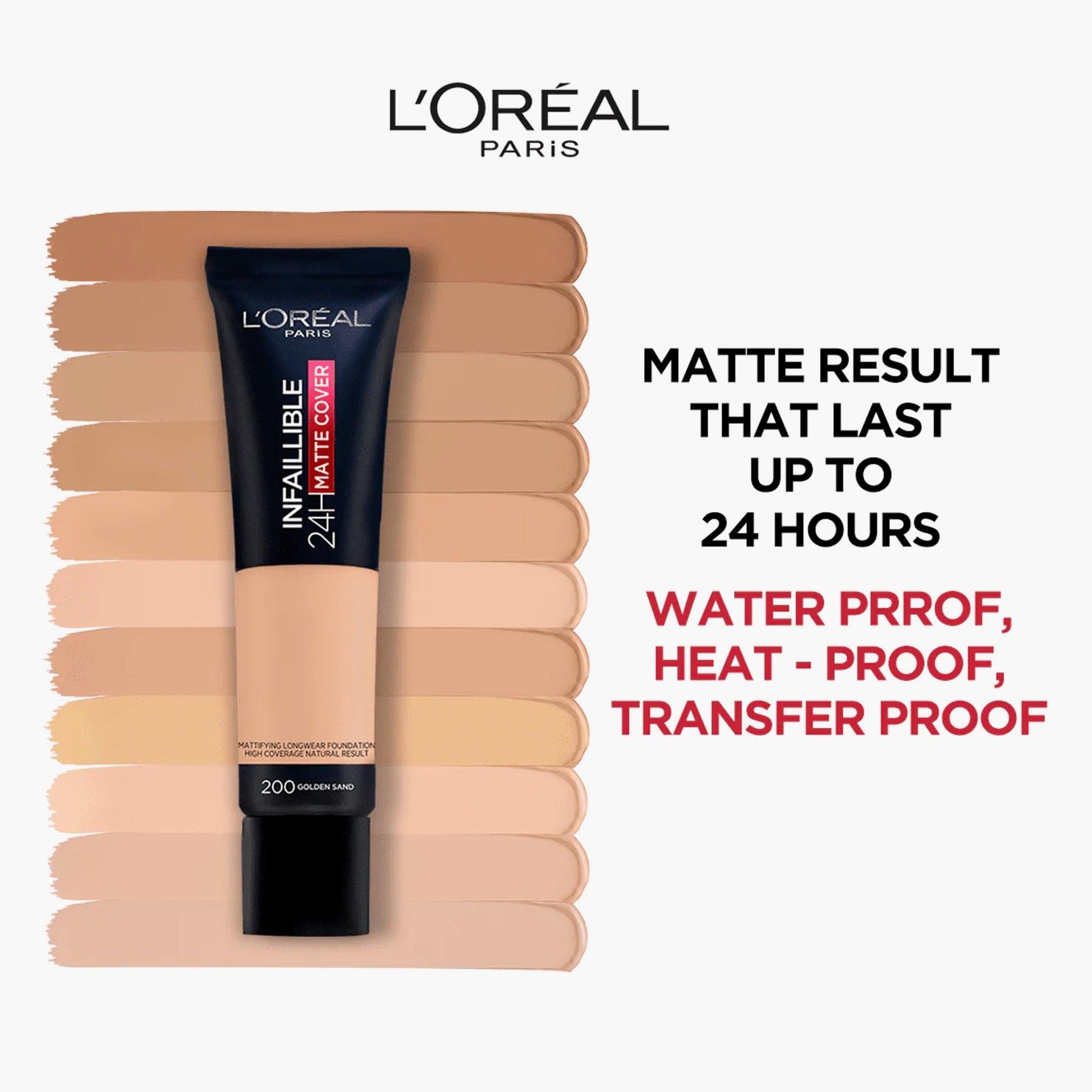 L'Oreal Paris Infallible 24H Matte Cover Liquid Foundation 300 Amber 35ml - TheSkinFit