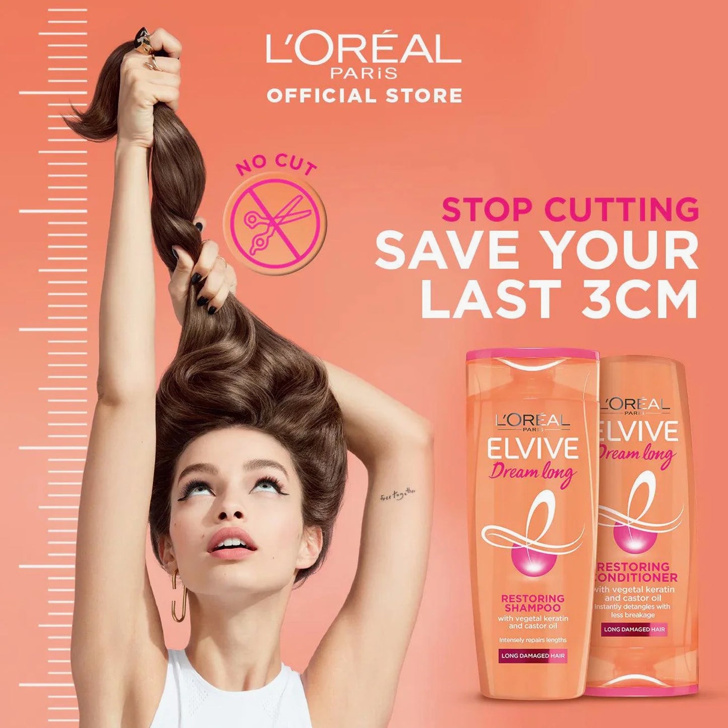 L'Oreal Paris Elvive Dream Lengths Restoring Shampoo For Long Damaged Hair 360ml
