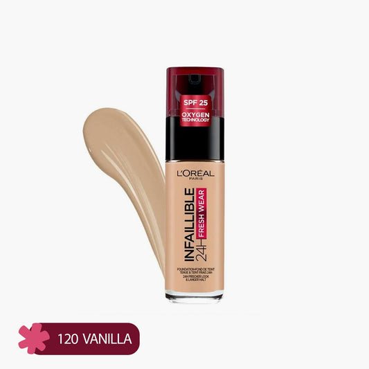 L'Oreal Paris Infallible 24 Hour Fresh Wear Foundation Lightweight 120 Vanilla 30ml - TheSkinFit