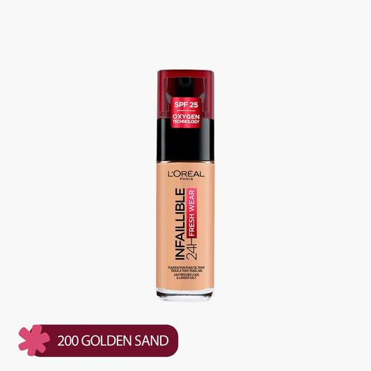 L'Oreal Paris Infallible 24 Hour Fresh Wear Foundation Lightweight 200 Golden Sand 30ml - TheSkinFit
