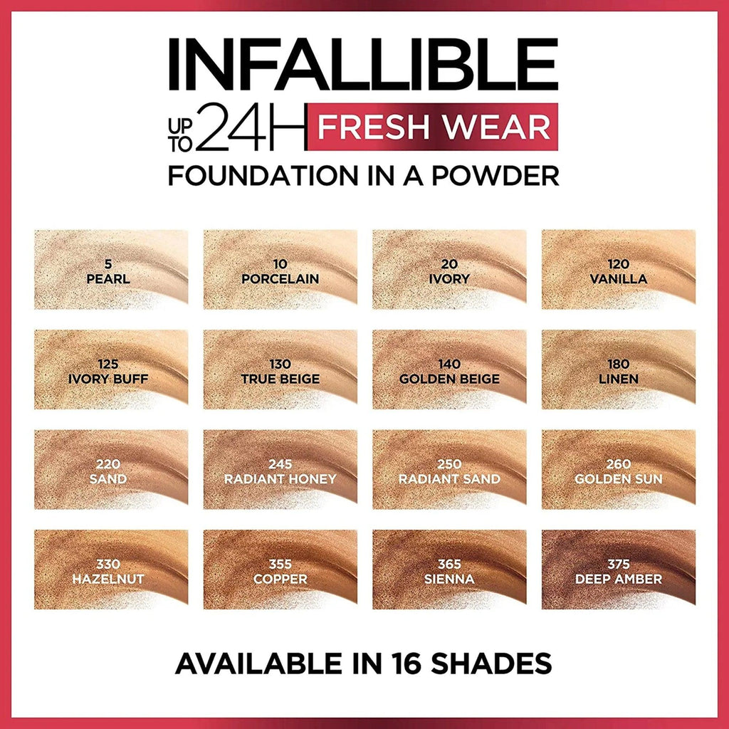 L'Oreal Paris Infallible 24H Fresh Wear Powder Foundation 220 Sand Sable 9gm - TheSkinFit