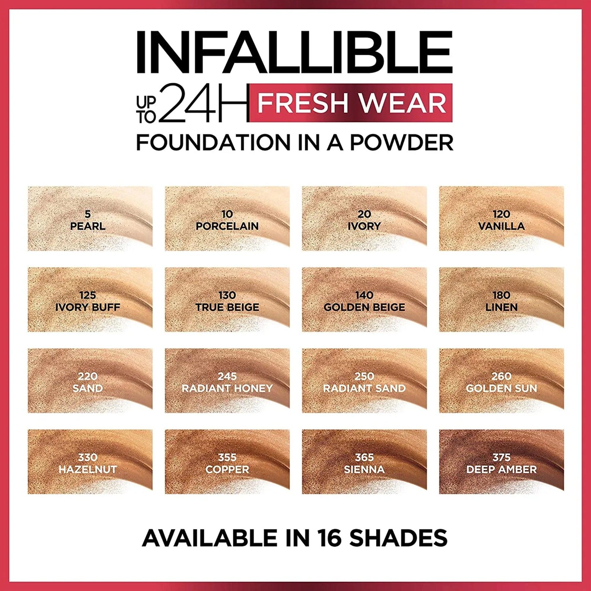 L'Oreal Paris Infallible 24H Fresh Wear Powder Foundation 220 Sand Sable 9gm - TheSkinFit