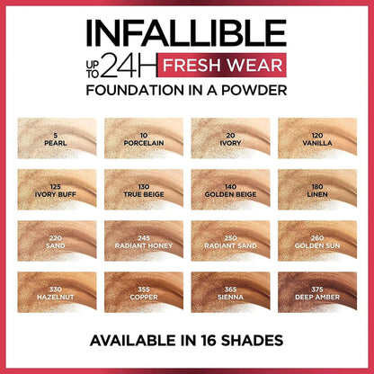 L'Oreal Paris Infallible 24H Fresh Wear Powder Foundation 220 Sand Sable 9gm - TheSkinFit