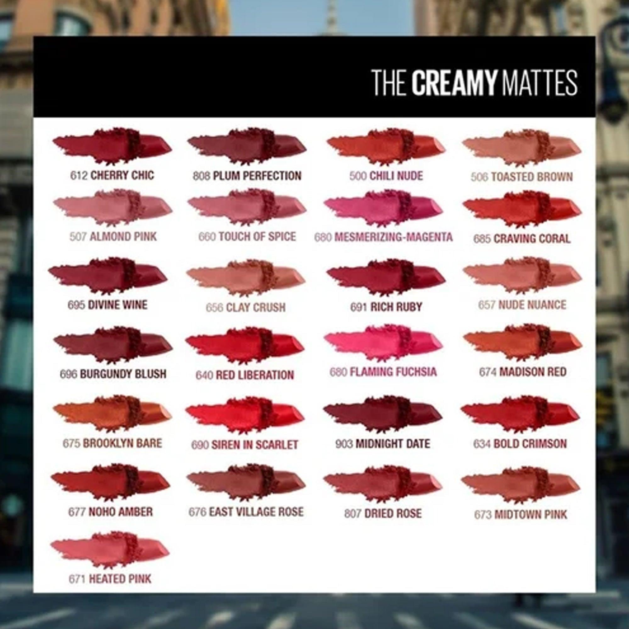 Maybelline Color Sensational Creamy Matte Lipstick 656 Clay Crush 1 Piece - TheSkinFit