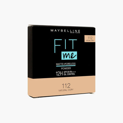 Maybelline New York Fit Me Matte+Poreless Powder 12H SPF28 PA+++ Oil Control 112 Natural Ivory 6gm - TheSkinFit