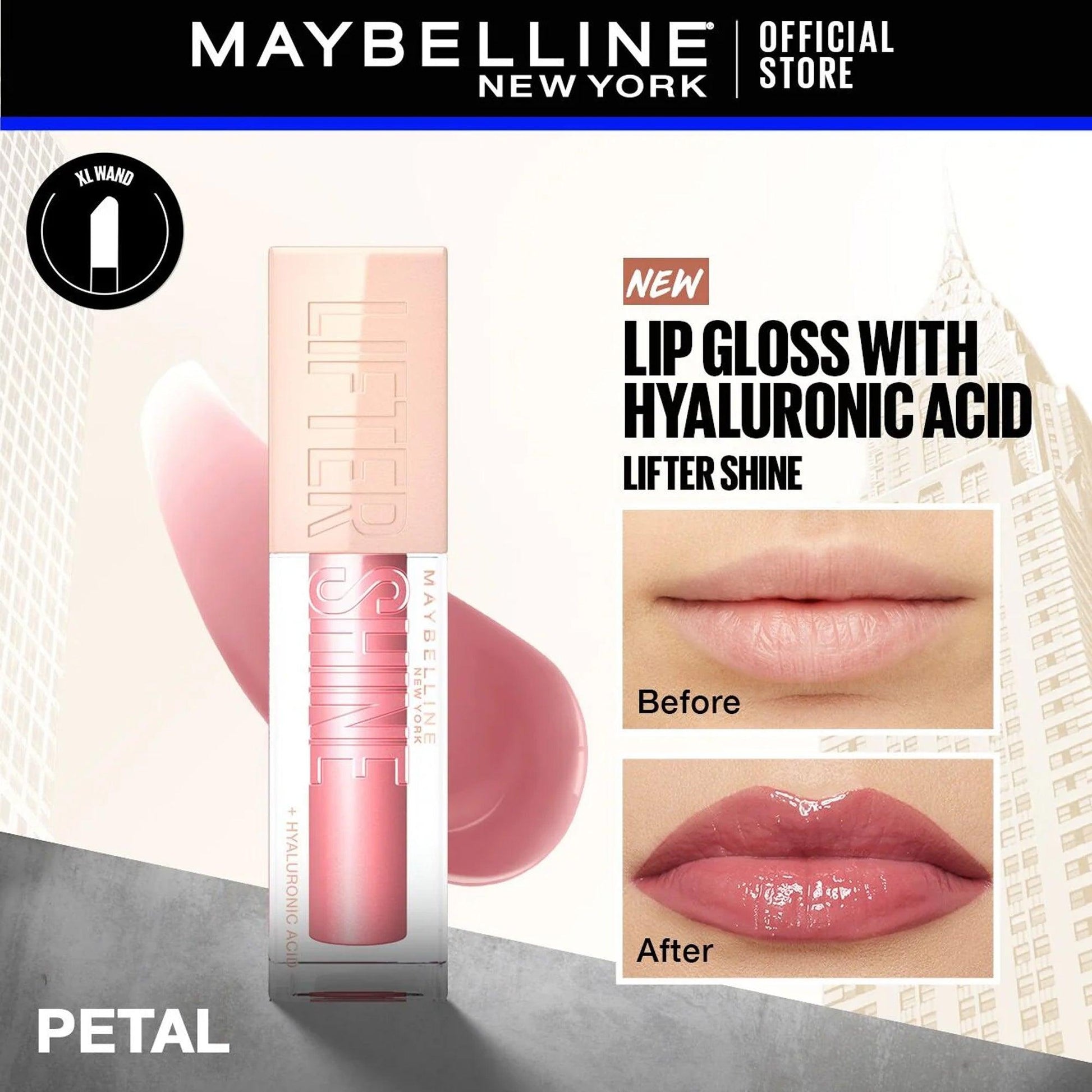 Maybelline Lifter Shine Lip Gloss With Hyaluronic Acid 005 Petal 5.9ml - TheSkinFit
