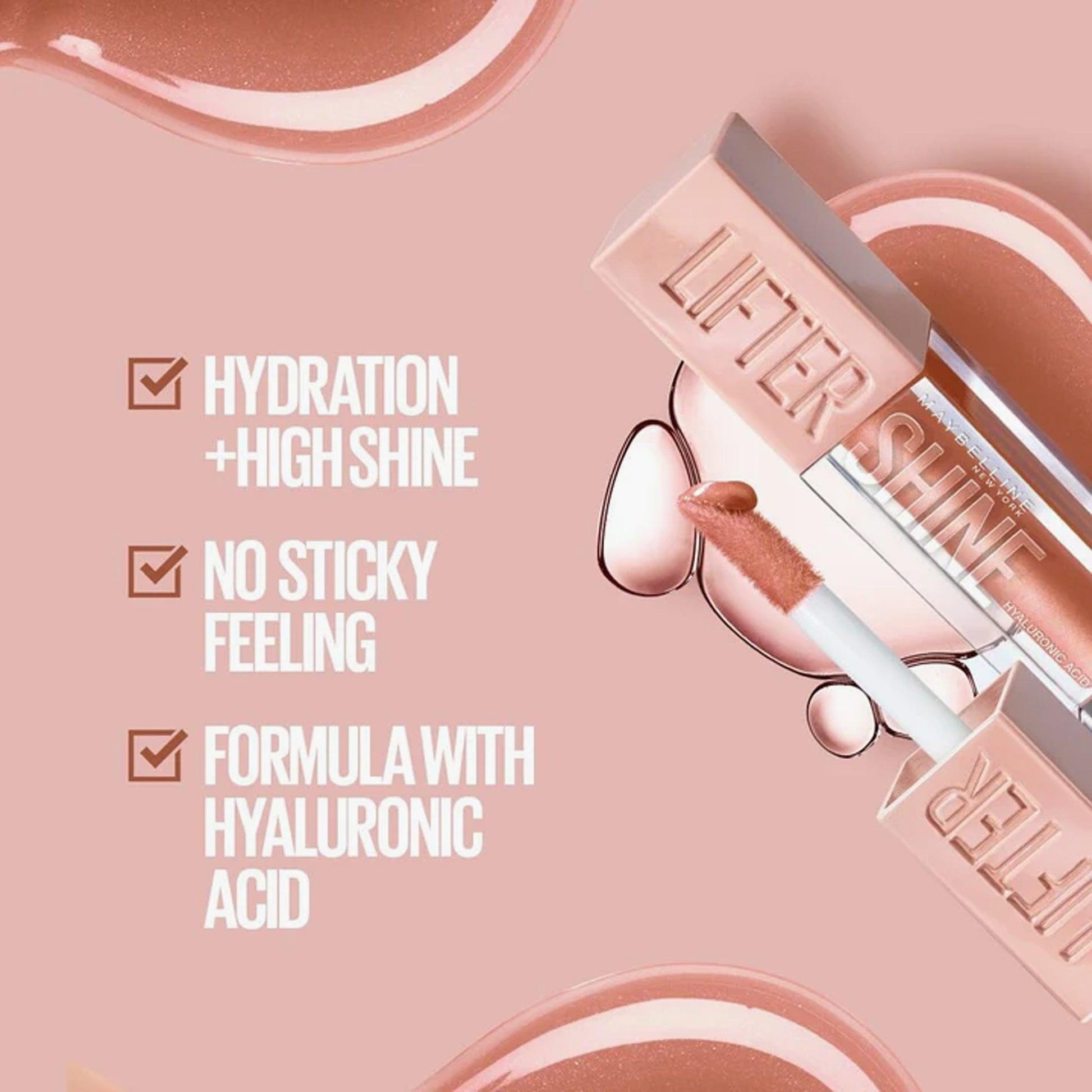 Maybelline Lifter Shine Lip Gloss With Hyaluronic Acid 007 Amber 5.9ml - TheSkinFit