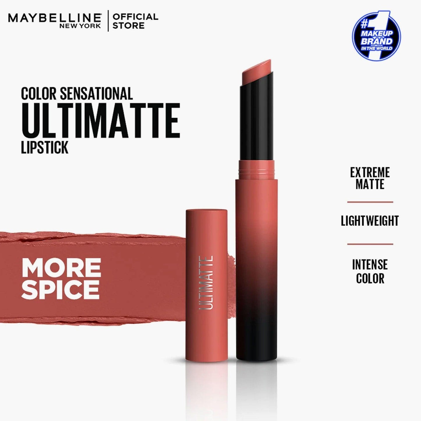 Maybelline New York Color Sensational Ultimatte Matte Lipstick 1299 More Spice 1.7gm - TheSkinFit
