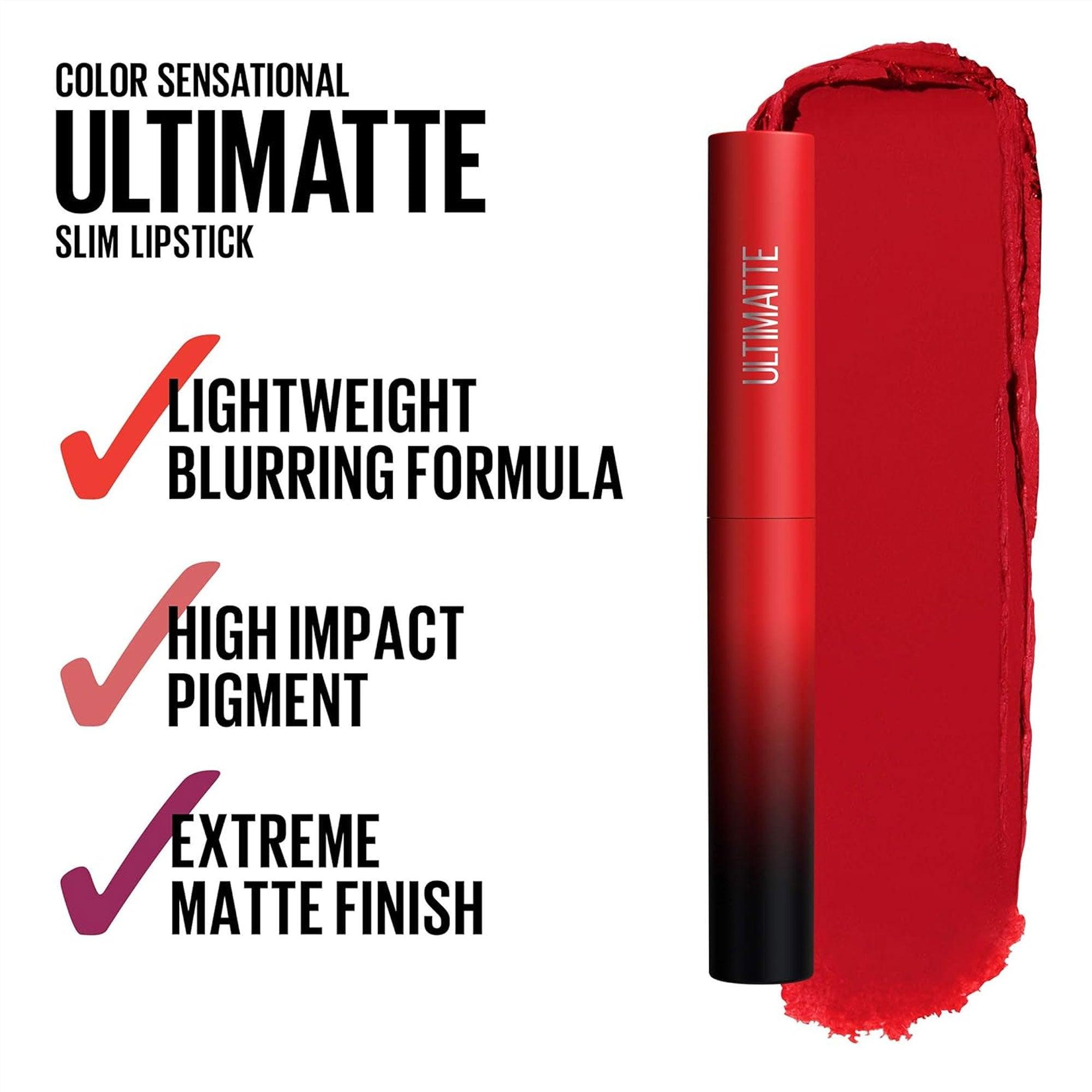 Maybelline New York Color Sensational Ultimatte Matte Lipstick 199 More Ruby 