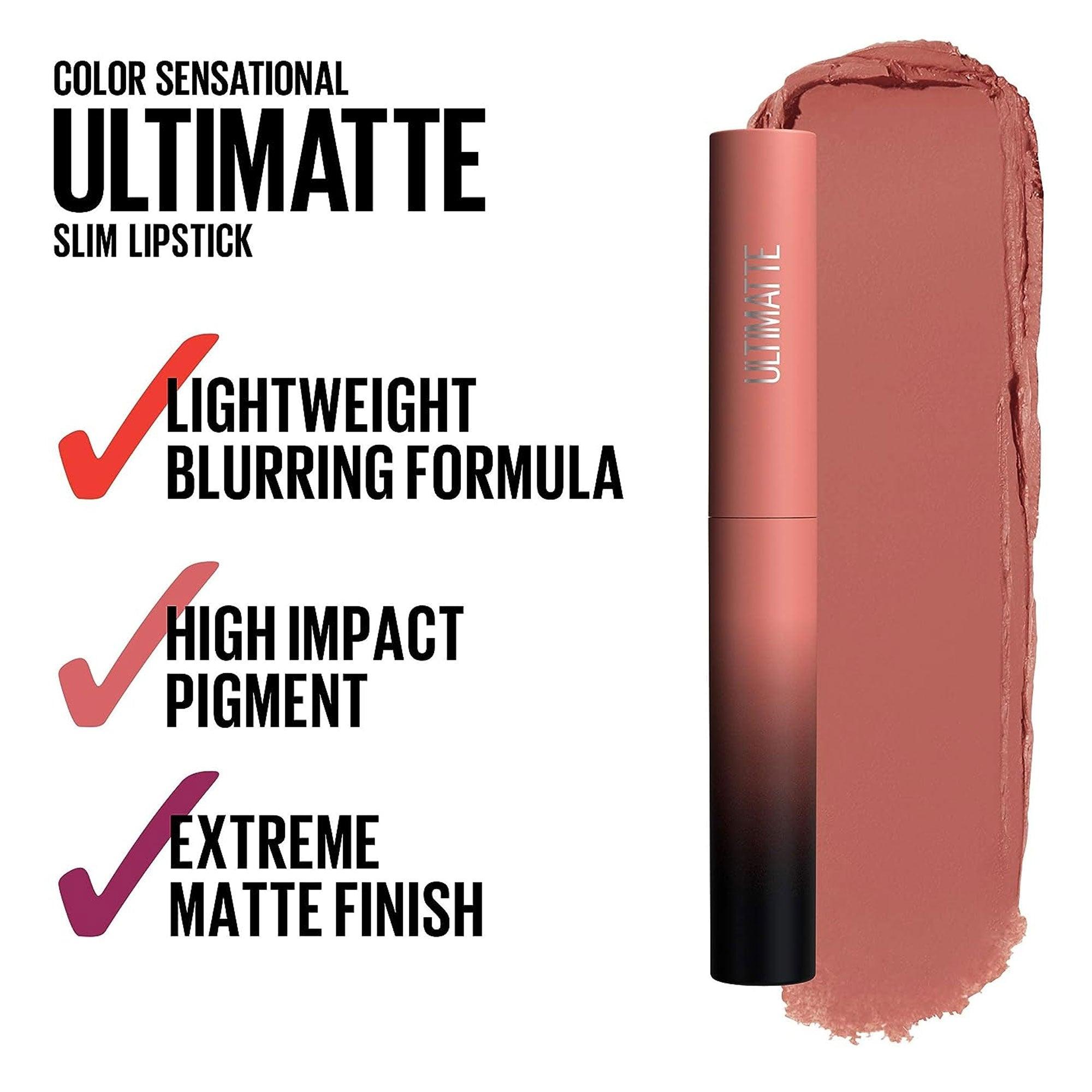 Maybelline New York Color Sensational Ultimatte Slim Matte Lipstick 699 More Buff 1.7gm - TheSkinFit