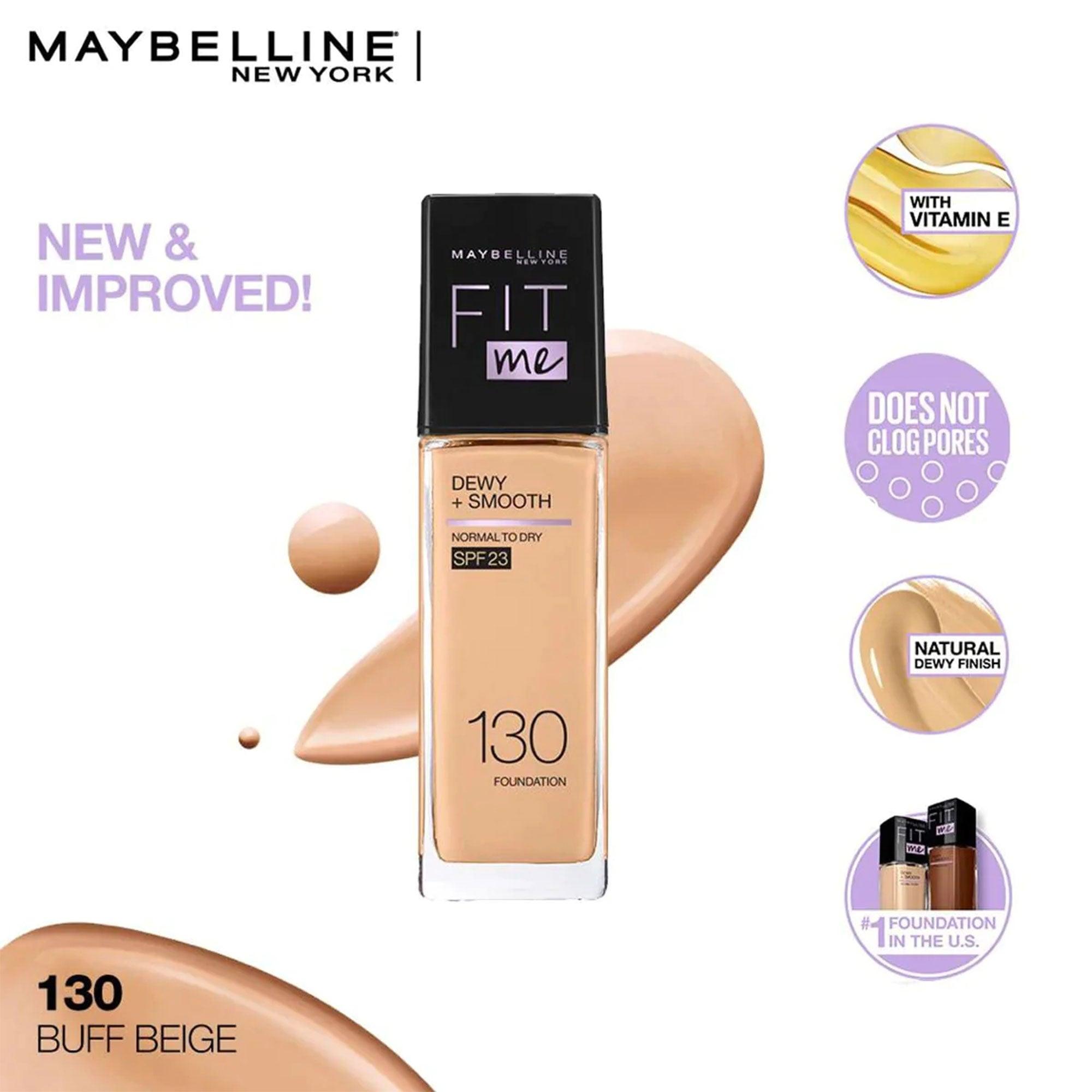 Maybelline New York Fit Me Dewy+Smooth Liquid Foundation Normal To Dry SPF 23 130 Buff Beige 30ml - TheSkinFit